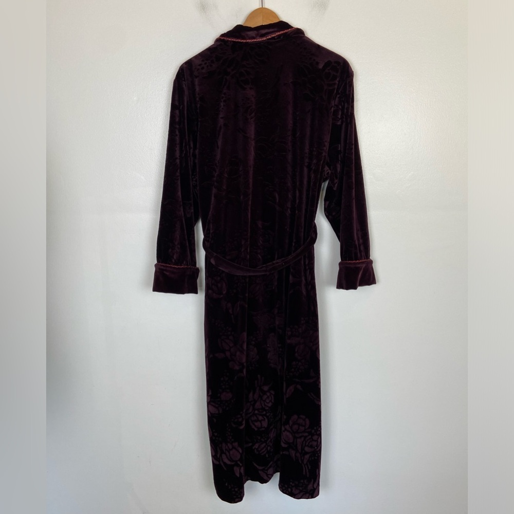 Jasmine Rose Women's Floral Velvet Robe L Purple 90s Whimsigoth Goth Long Sleeve - Picture 5 of 13